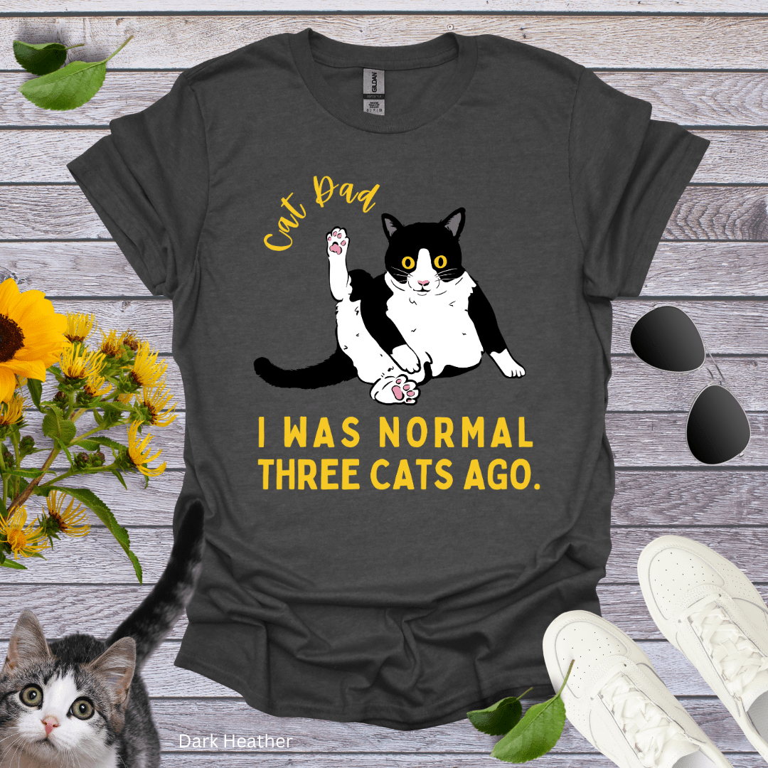 Cat Dad: I Was Normal Three Cats Ago T-Shirt