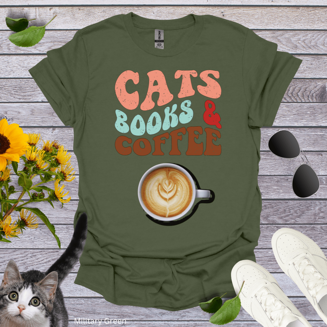 Cats, Books and Coffee T-Shirt