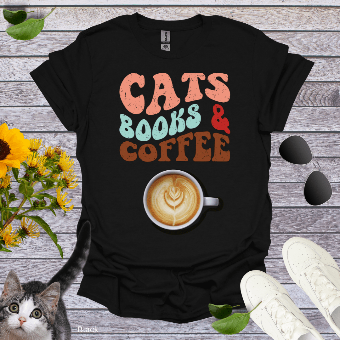 Cats, Books and Coffee T-Shirt