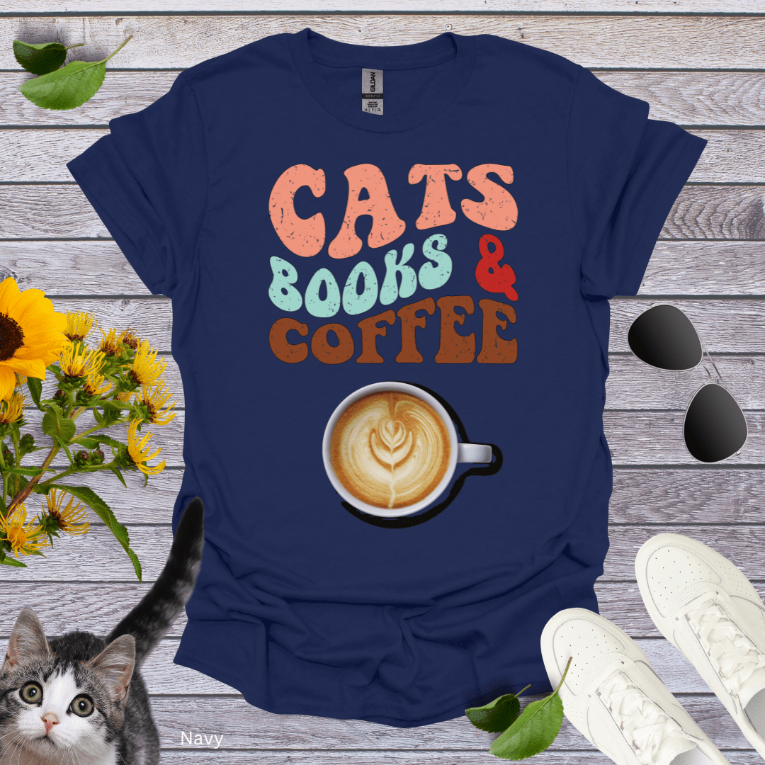 Cats, Books and Coffee T-Shirt