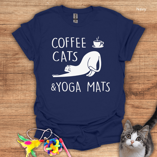 Coffee, Cats, and Yoga Mats T-Shirt